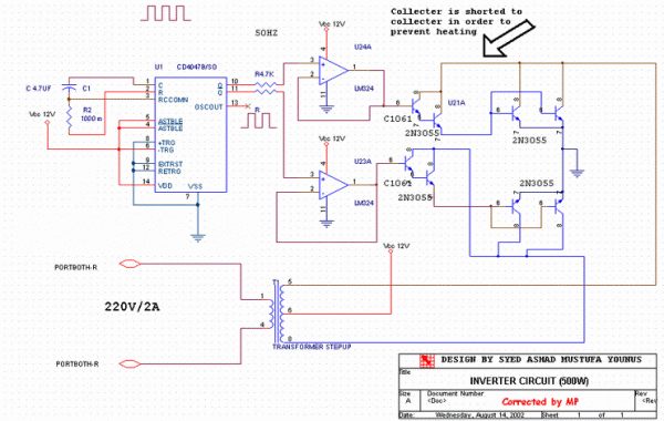 Invertor 12V - 220v 500w